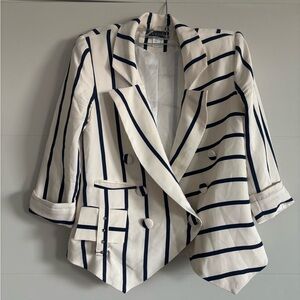 VENUS Navy and Cream Striped Blazer